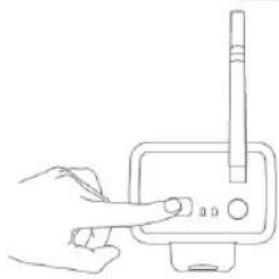 Line drawing of a hand holding a pen and a stylus interacting with a device (no text or symbols)