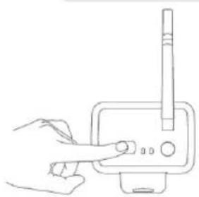 Line drawing of a hand interacting with a device (no text or symbols)