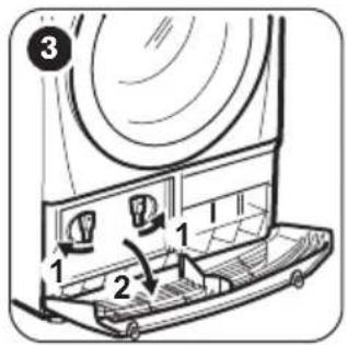 Diagram of a refrigerator interior with labeled parts and directional arrows indicating movement or change.