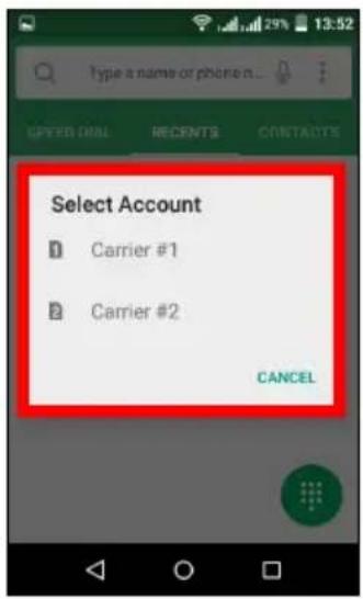 Select Account Carrier #1 Carrier #2 CANCEL
