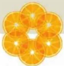 Close-up of a flower-shaped arrangement of oranges with visible petals and center (no text or symbols)