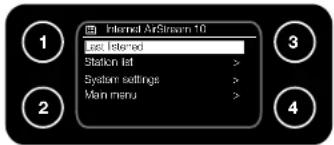 Internet AirStream 10 list listed Station list > System settings > Main menu >