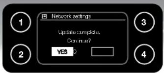 Network settings Update complete. Continue? YES 2