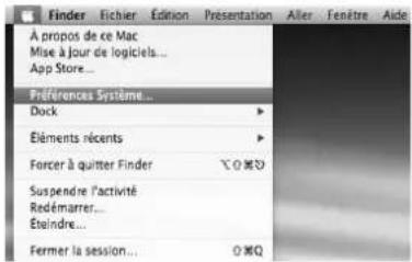 Finder Fichier Édition Présentation Ailer Fenêtre Aide A propos de ce Mac Mise à Jour de logiciels... App Store... Préférences Systeme... Dock Éléments récents Forcer à quitter Finder Suspendre l'activité Redémarrer... Éaindre... Fermer la session... 0×Q
