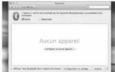 Aucun appareil Configure your appell... Afficher Fital Bluetooth dans la ligne des mesons Configuration du passage Aucent...