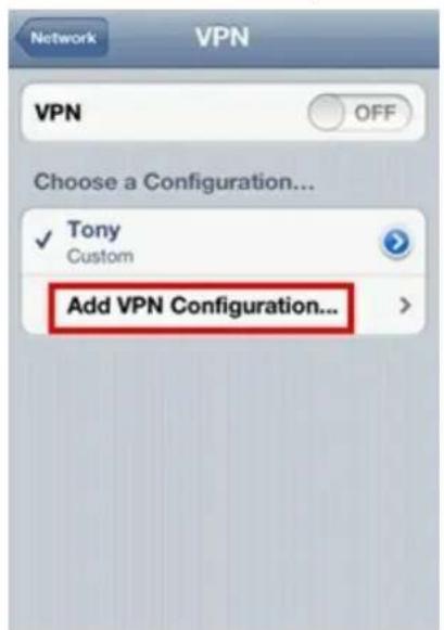 Network VPN Choose a Configuration... ✓ Tony Custom Add VPN Configuration...