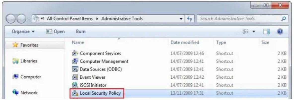 All Control Panel Items ▶ Administrative Tools Organize ▼ Open Burn Favorites Libraries Computer Network Name Date modified Type Size Component Services 14/07/2009 12:46 Shortcut 2 KB Computer Management 14/07/2009 12:41 Shortcut 2 KB Data Sources (ODBC) 14/07/2009 12:41 Shortcut 2 KB Event Viewer 1…