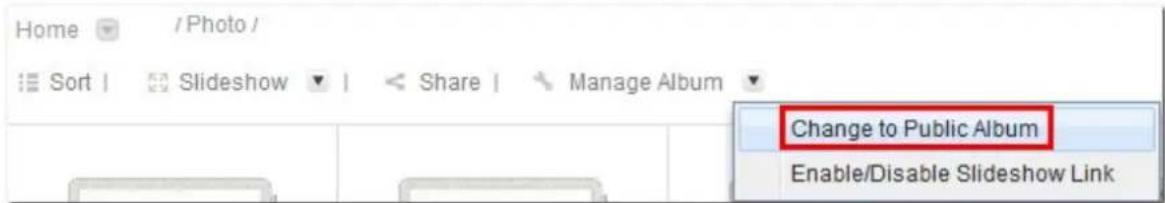 Home / Photo / Sort | Slideshow | Share | Manage Album Change to Public Album Enable/Disable Slideshow Link