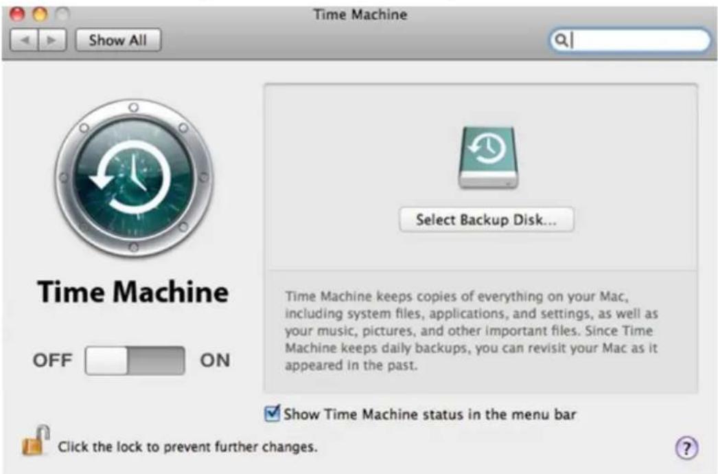Time Machine Show All Select Backup Disk... Time Machine keeps copies of everything on your Mac, including system files, applications, and settings, as well as your music, pictures, and other important files. Since Time Machine keeps daily backups, you can revisit your Mac as it appeared in the past…