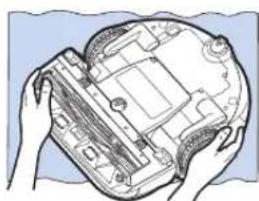 Illustration of hands holding a computer case with visible circuitry and components (no text or symbols)