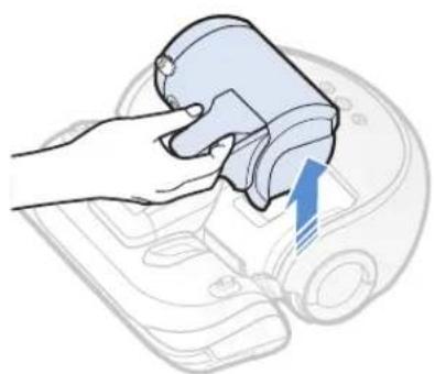 Illustration of a hand holding a device with a blue arrow pointing to it, against a car interior background (no text or symbols)