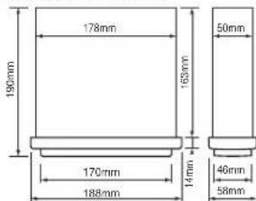190mm 178mm 162mm 50mm 170mm 188mm 14mm 46mm 58mm