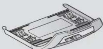 Technical line drawing of a device casing with internal compartments and housing.