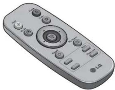 Illustration of a gray remote control with buttons and dials. No text or symbols.