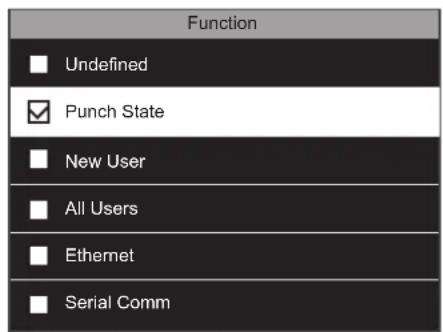 Function Undefined ✓ Punch State New User All Users Ethernet Serial Comm