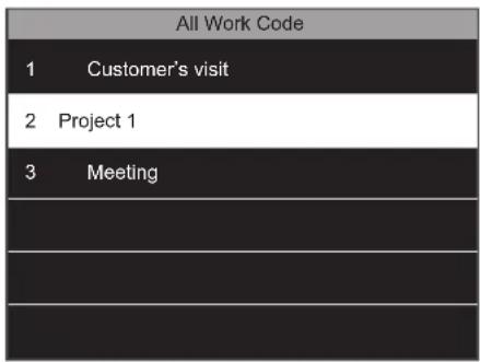 All Work Code 1 Customer's visit 2 Project 1 3 Meeting