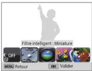 Filtre intelligent : Miniature OFF MENU Retour OK Valider