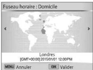 Fuseau horaire : Domicile Londres [GMT+00:00] 2015/01/01 12:00PM MENU Annuler OK Valider