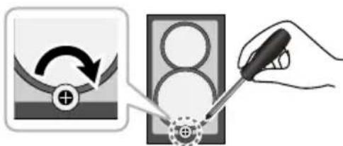 PIONEER X-CM32BTD-K - Drehen Sie die Schrauben an der Rückseite des Gitters mithilfe eines Kreuzschlitzschraubendrehers im Uhrzeigersinn. - 1