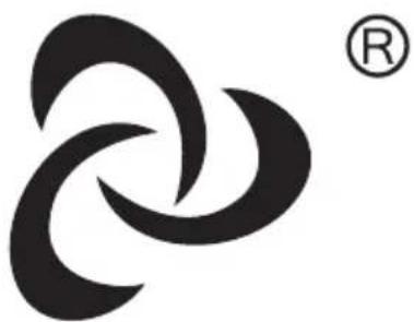 Abstract black logo design with three curved shapes and a registered trademark symbol (no text or numbers present)