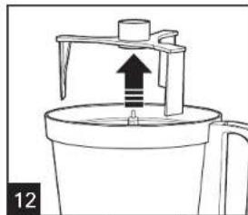 Diagram of a mechanical device with an upward arrow indicating motion or force, no text or symbols present