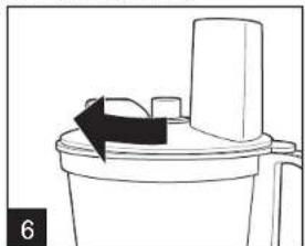 Line drawing of a toilet with a black arrow indicating direction (no text or symbols)