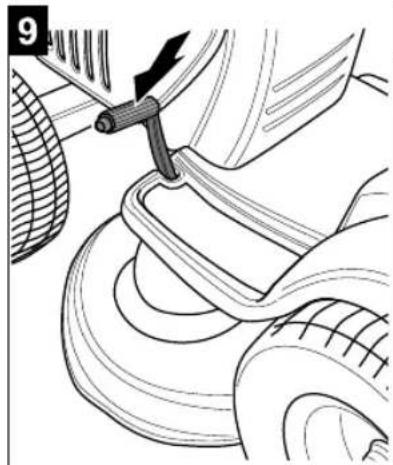 Mechanical diagram showing a tool interacting with a car wheel (no text or symbols present)