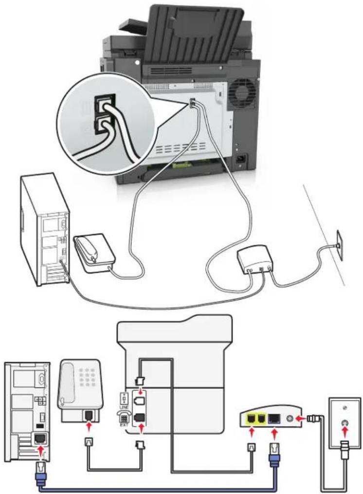 LEXMARK XC2132 - Scénario 4 : Service téléphonique numérique via un fournisseur de services par câble - 1