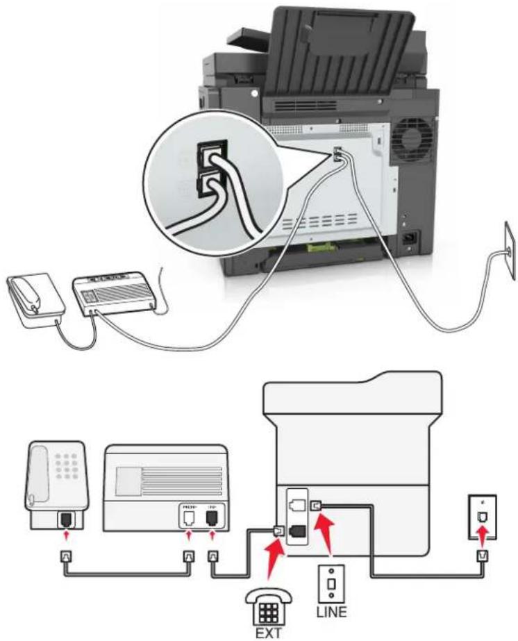 LEXMARK XC2132 - Connecté à la même prise murale téléphonique - 1