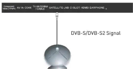 Component Video (TPoA) AV IN COAX TV ANTENNA /CABLE SATELLITE LNB CI SLOT HDMI3 EARPHONE A DVB-S/DVB-S2 Signal