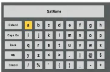 SatName Extend a b c d e f g h Caps On i j k l m n o p Back q r s t u v w x OK y z < > . | @ $ Cancel / % ' ( ) _ - +