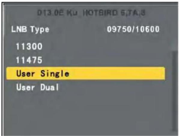 013.0E Ku HOTBIRD 5,7A,8 LNB Type 09750/10600 11300 11475 User Single User Dual