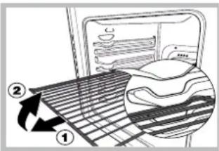Diagram showing a refrigerator interior with labeled parts and a magnified view of the interior structure.