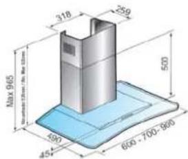Max 965 Standard 12mm x Max 12mm 318 250 500 592 454 600 - 700 - 800