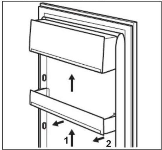 Technical diagram showing a mechanical assembly with labeled components and directional arrows indicating movement or force.