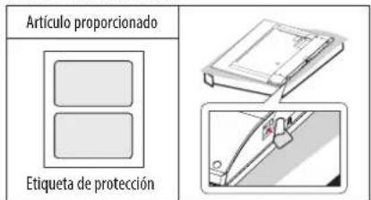 Artículo proporcionado Etiqueta de protección