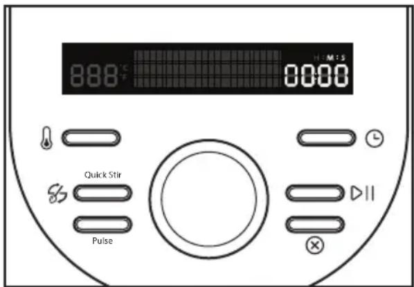 888°C F 0000 H : M : S Quick Stir Pulse