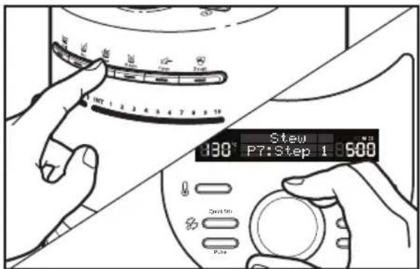 INT 1 2 3 4 5 6 7 8 9 10 Stew 130° P7:Step 1:500 Start On Pots