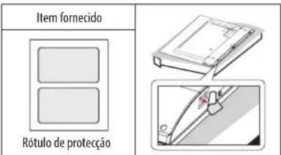 Item fornecido Rótulo de proteção