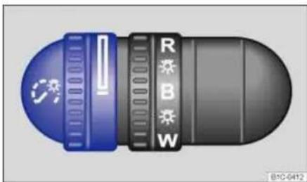 VOLKSWAGEN Beetle (2015) - Instrument panel lighting and headlight range adjustment - 1
