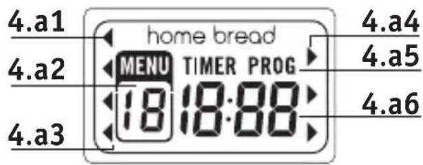 4.a1 4.a2 4.a3 home bread MENU TIMER PROG 18 18:88 4.a4 4.a5 4.a6