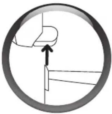 Diagram showing a mechanical or electrical component inside a circular frame, with an upward arrow indicating motion (no text or symbols present)