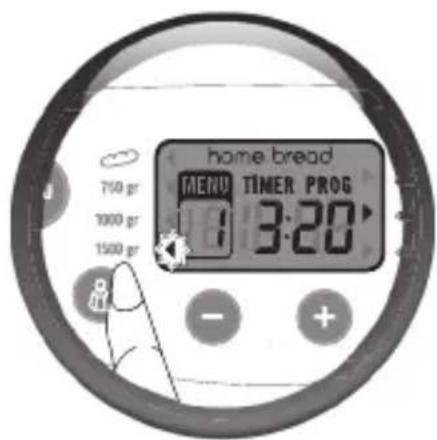 home bread MENU TIMER PROG 750 gr 1000 gr 1500 gr 3:20