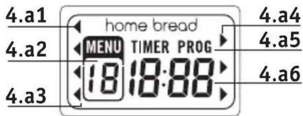 4.a1 4.a2 4.a3 home bread MENU TIMER PROG 18 18:00 4.a4 4.a5 4.a6