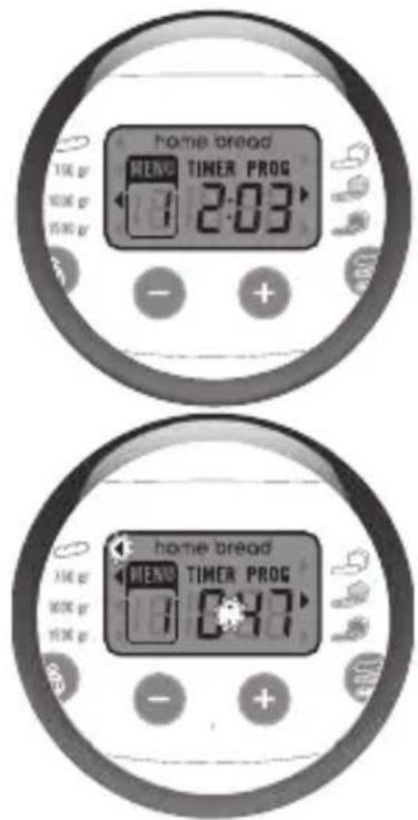 156 gr 1006 gr 2500 gr home bread MENO TIMER PROG 2:03 - + home bread MENO TIMER PROG 0:97 - +