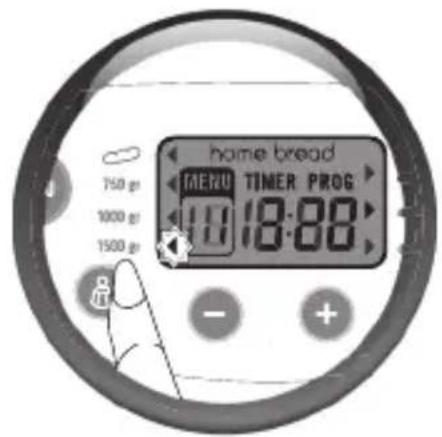 home bread MENU TIMER PROG 18:00 750 gr 1000 gr 1500 gr - +