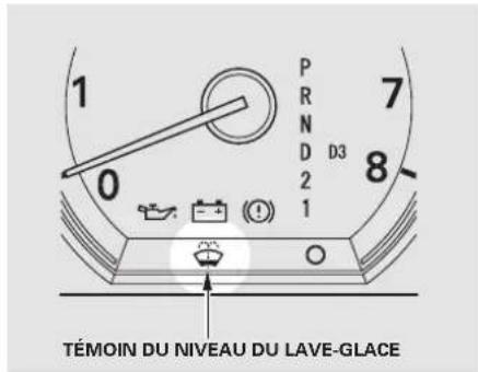 1 0 P R N D 2 1 7 8 D3 TÉMOIN DU NIVEAU DU LAVE-GLACE