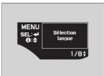 MENU SEL: 1/8 Sélection langue