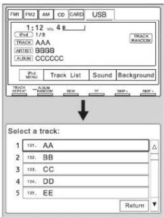 FMI FM2 AM CD CARD USB 1:12 vol. 4 # Post 1/8 TRACK AAA ARTIST BGBB ALBUM CCCCCC Track List Sound Background TRACK REPEAT ALUM RANDOM NEW FF SKIP + SKIP + Select a track: 1 101. AA 2 102. BB 3 103. CC 4 104. DD 5 105. EE Return