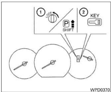 ① LOCK P SHIFT ② KEY WPD0370